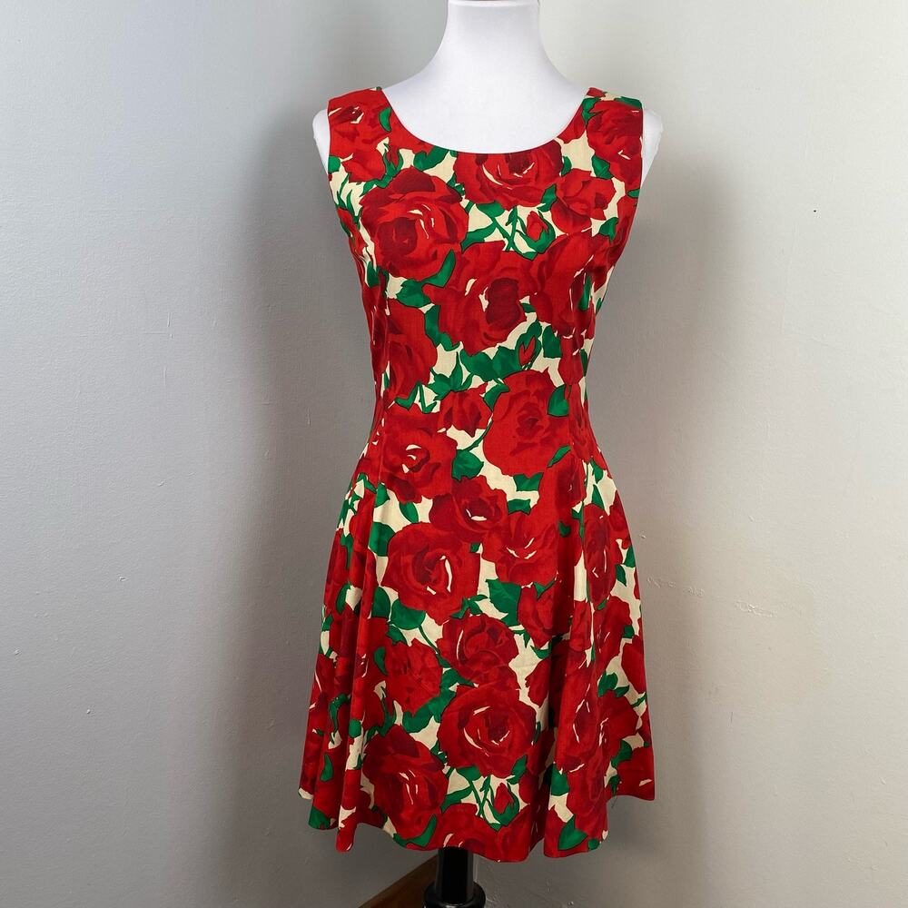 Anne Klein II Vintage Floral Print Sleeveless Sheath A Line Dress Medium